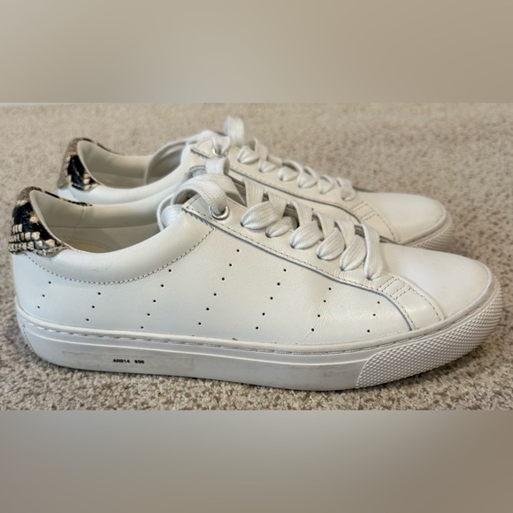 J. Crew White Saturday Sneakers w/ Snake Print Leather Detail Shoes - Picture 4 of 12